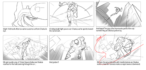 A pitchboard shows the scene by scene layout of the animation