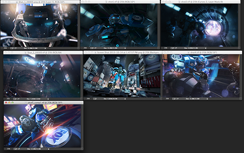 A design board shows the finalized concept for the animated open