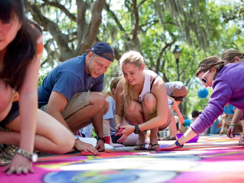 Sidewalk arts festival participants
