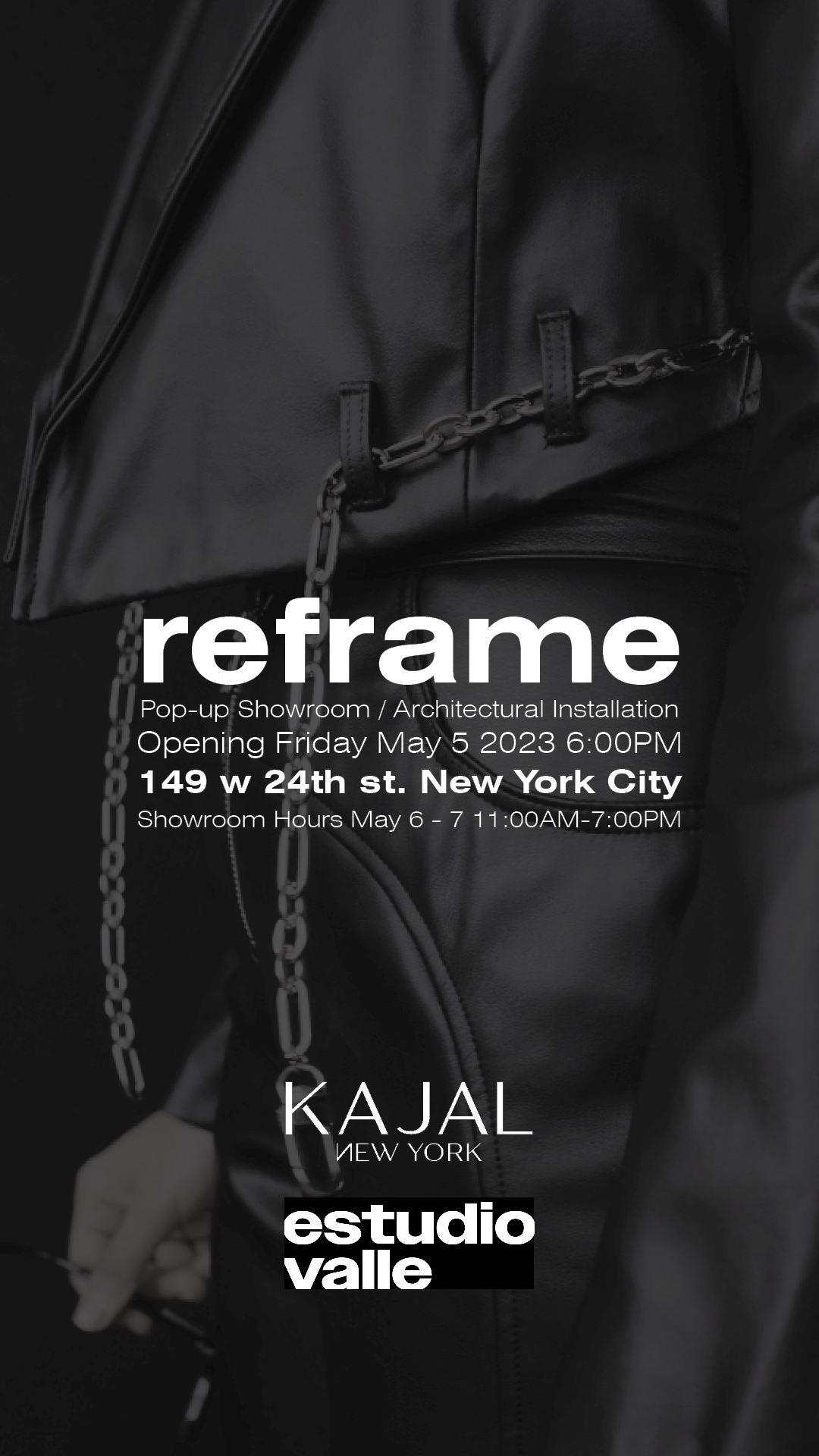  "reframe," a showroom and installation presented by Valle with fellow alum Kajal Goel (B.F.A., fashion, 2019)