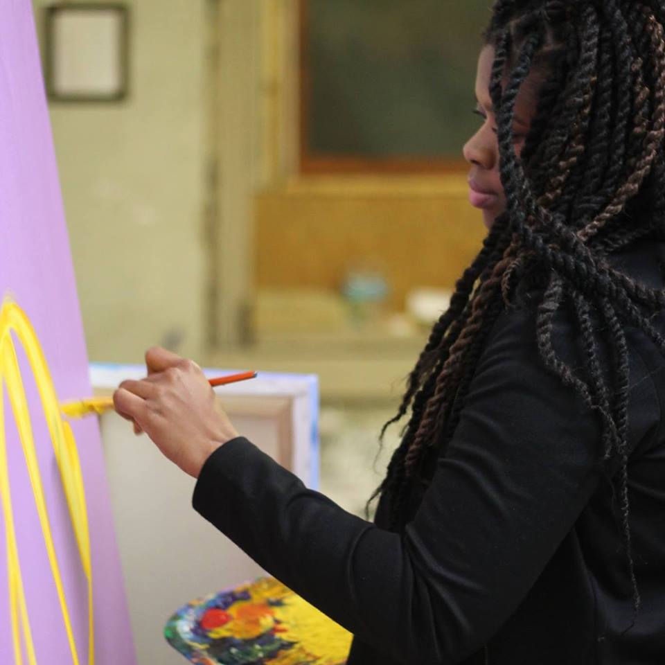 aleatha lindsay painting in studio
