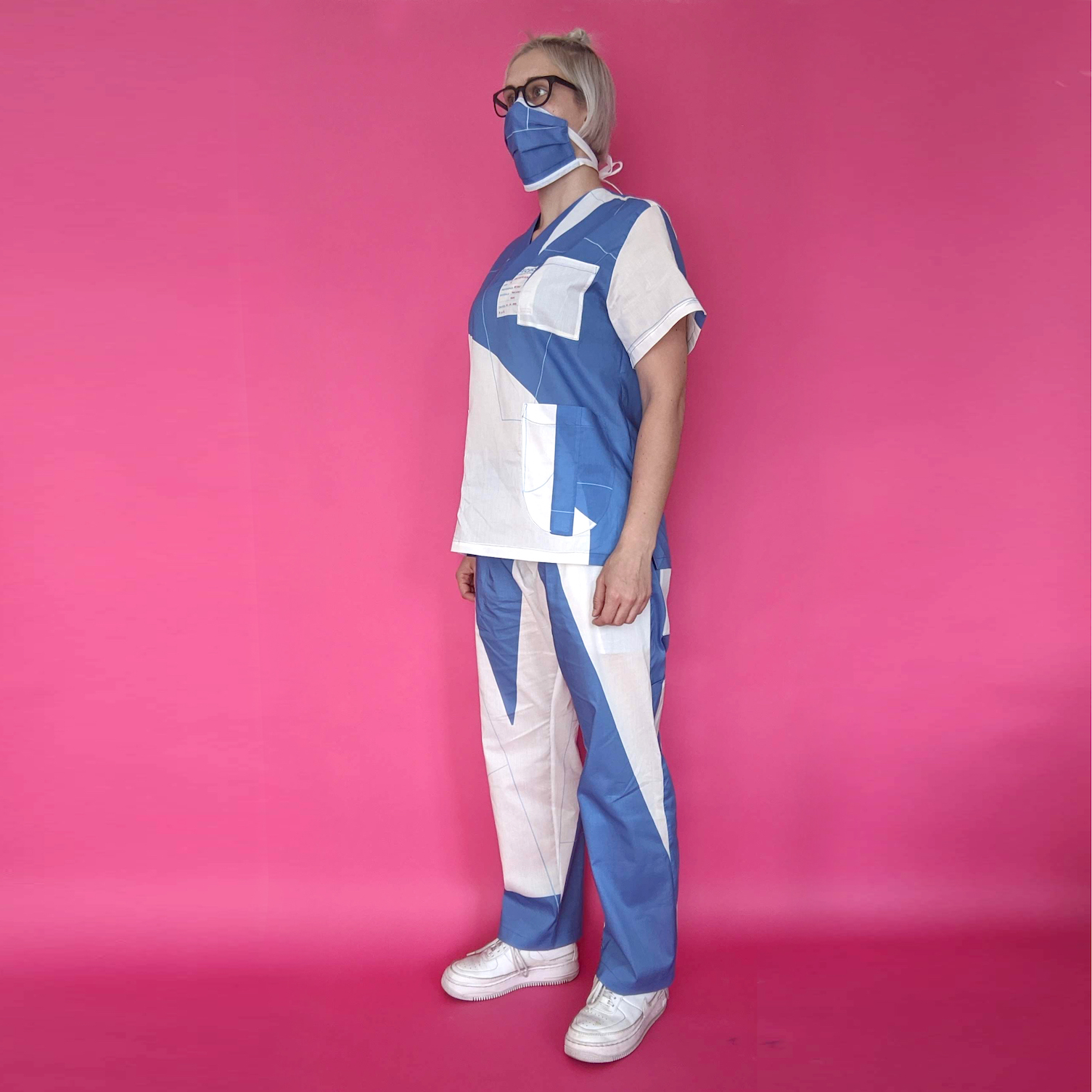 portrait of danielle elsener modeling zero waste scrubs