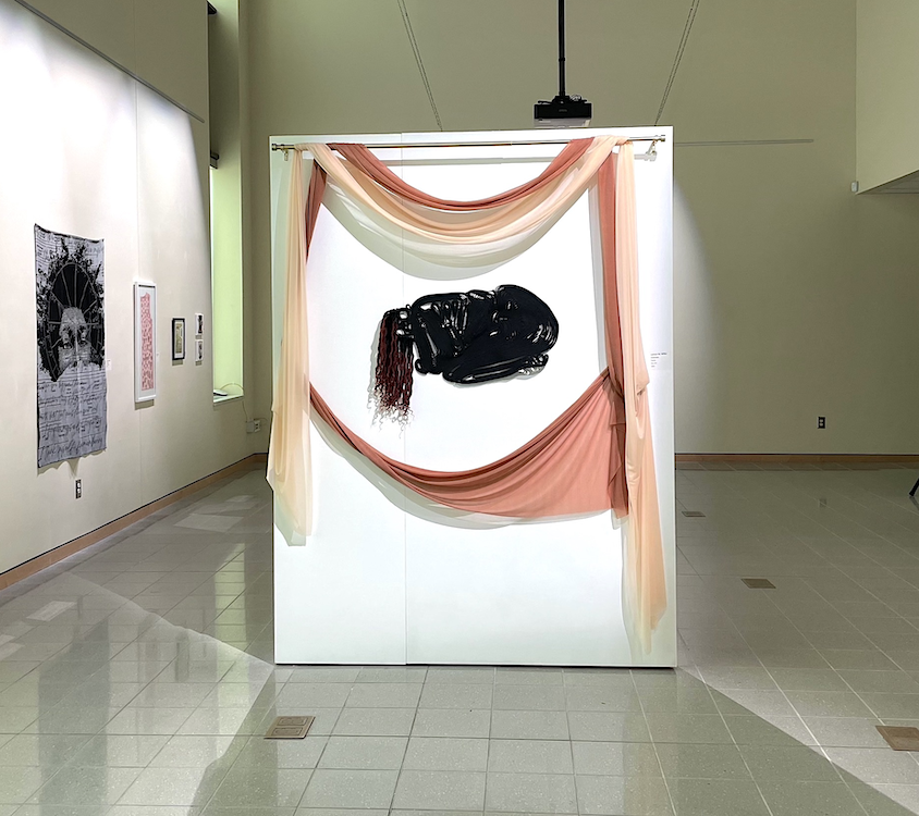 Larissa M. Miller, Vulnerable, 2022, textile, 30 x 40 in.; as seen in Savannah Cultural Arts Center.