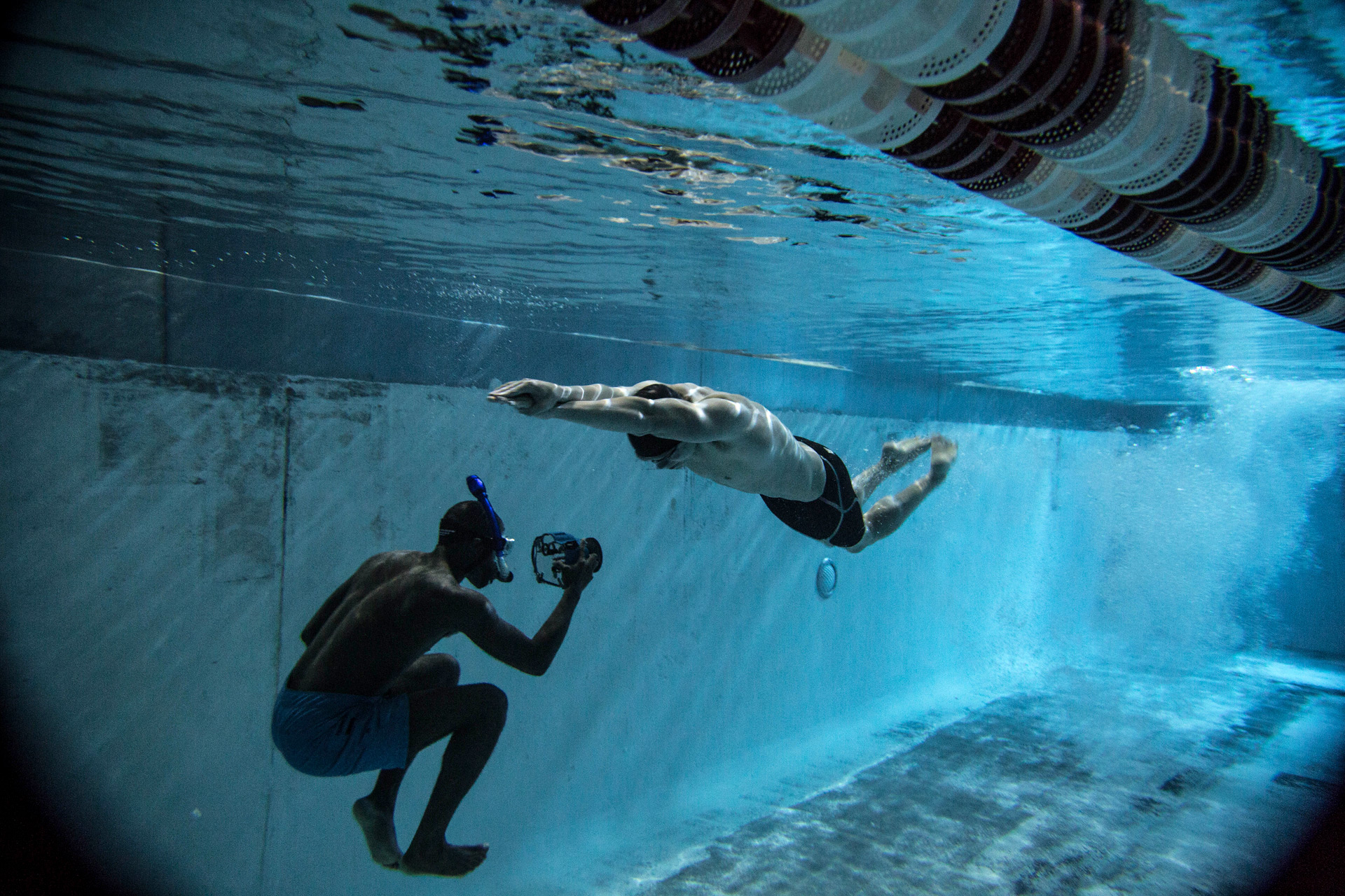 Bellas films swimmer underwater