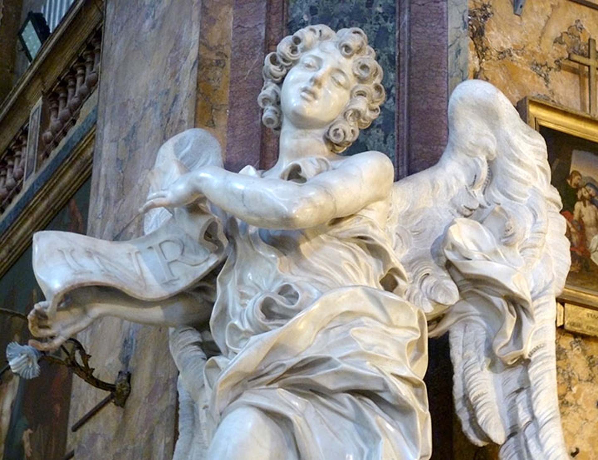 Gian Lorenzo Bernini sculpture of winged angel in Rome