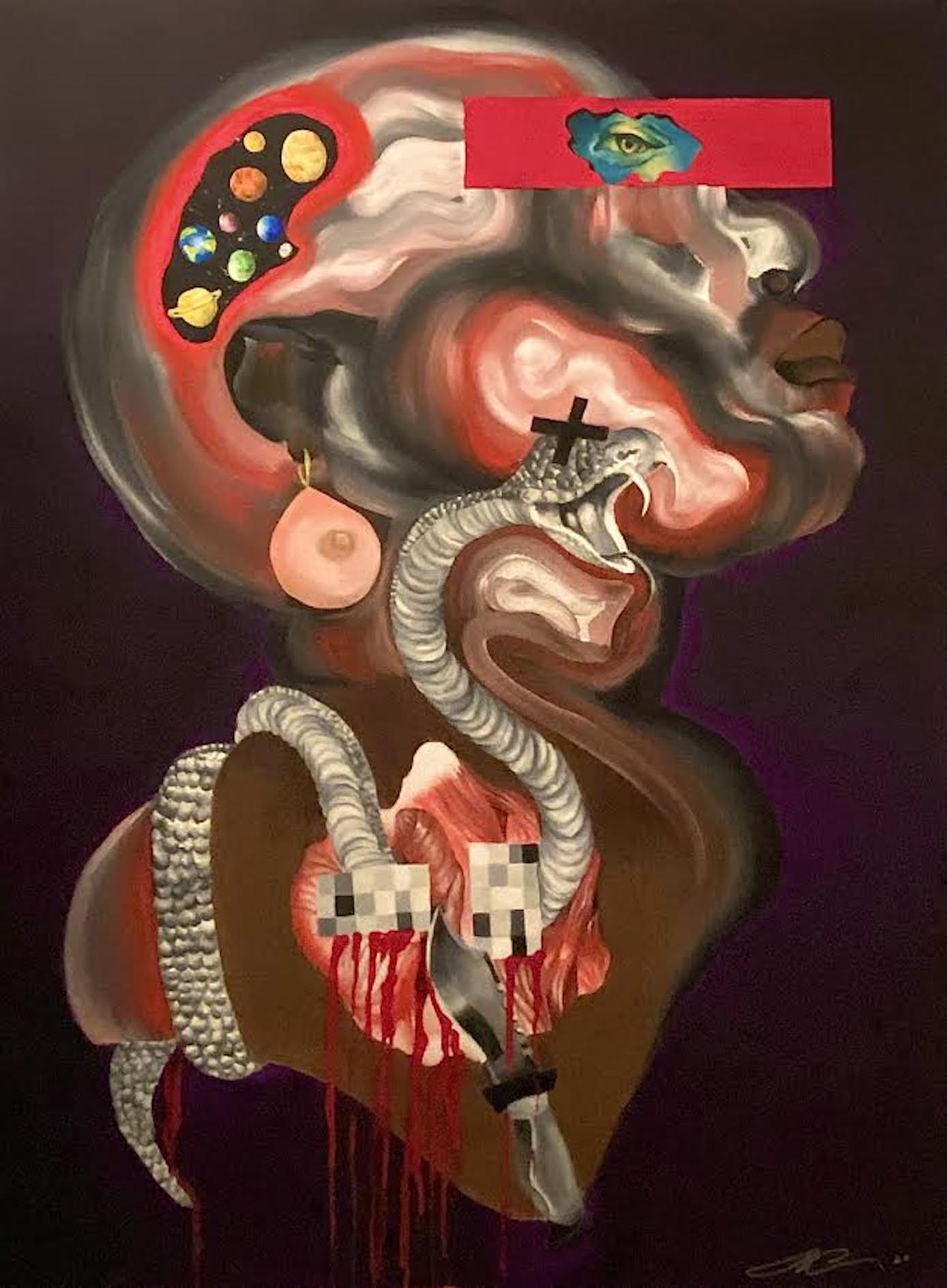 Najja Elon Lawson, "Target," 2020, oil on canvas, 30 x 40 in.