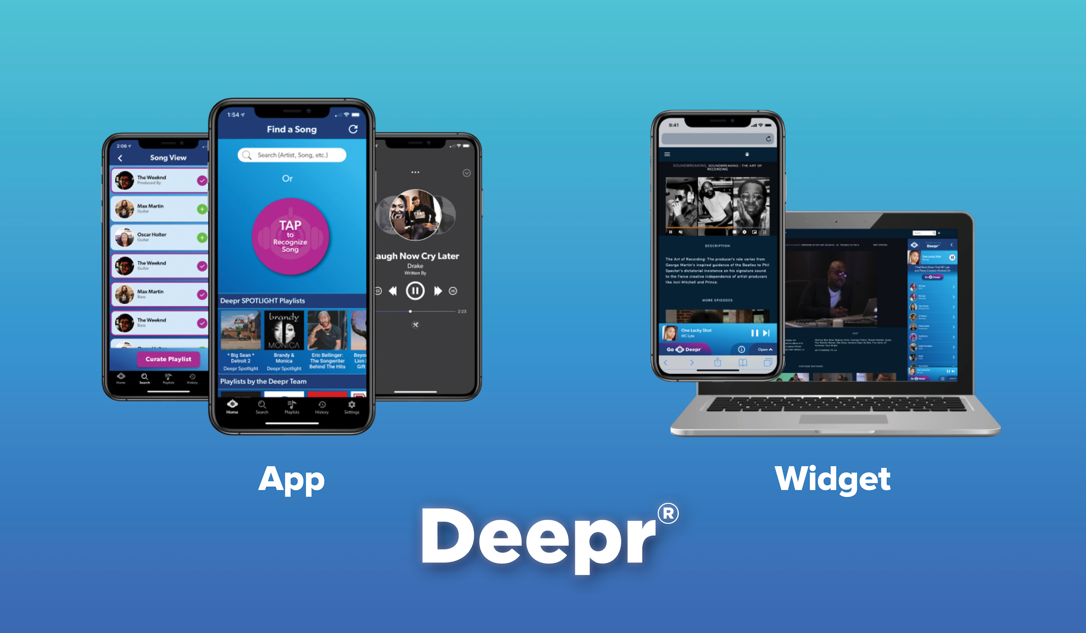 'Deepr' app and web mockups