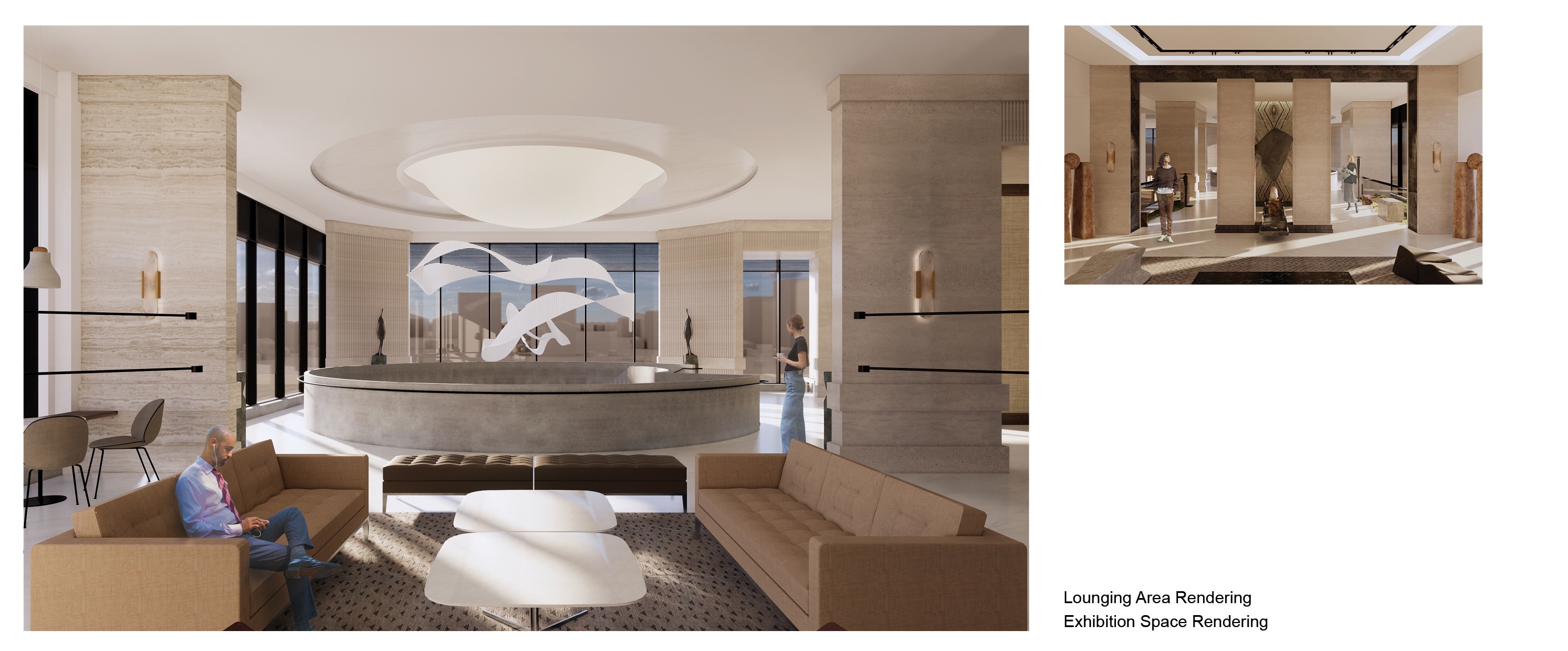 Interior design renderings by Vincent Chen from his SCAD project "Journey & Space," 2022.