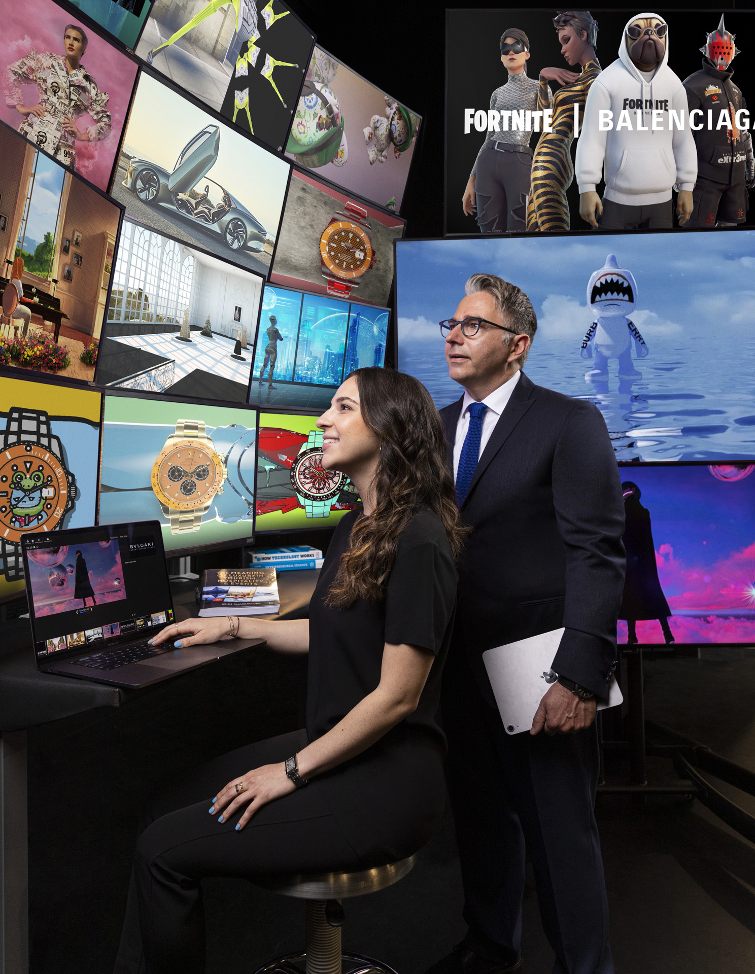 Luxury brand management student and professor work together