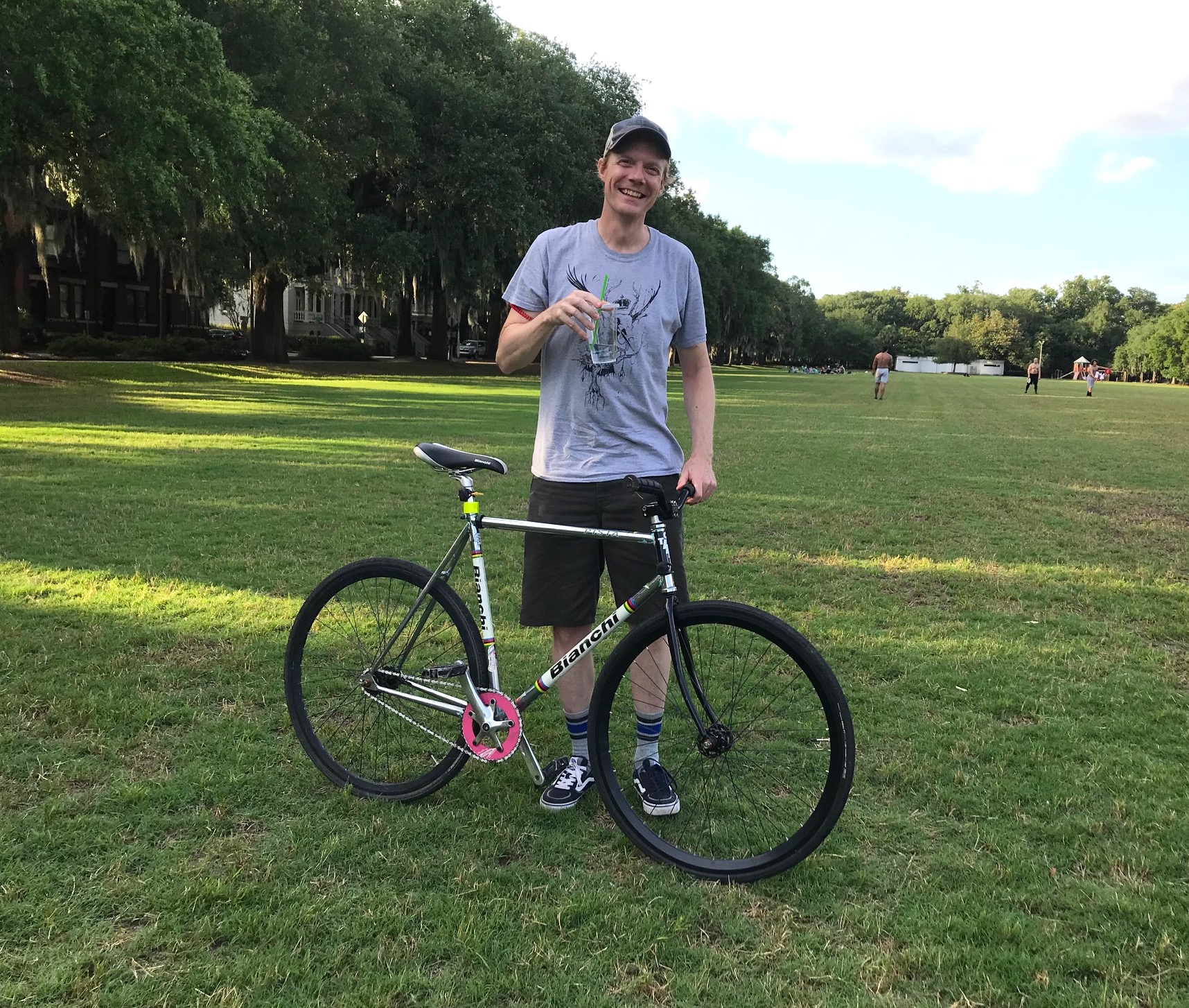 Roy Christopher with a bicycle