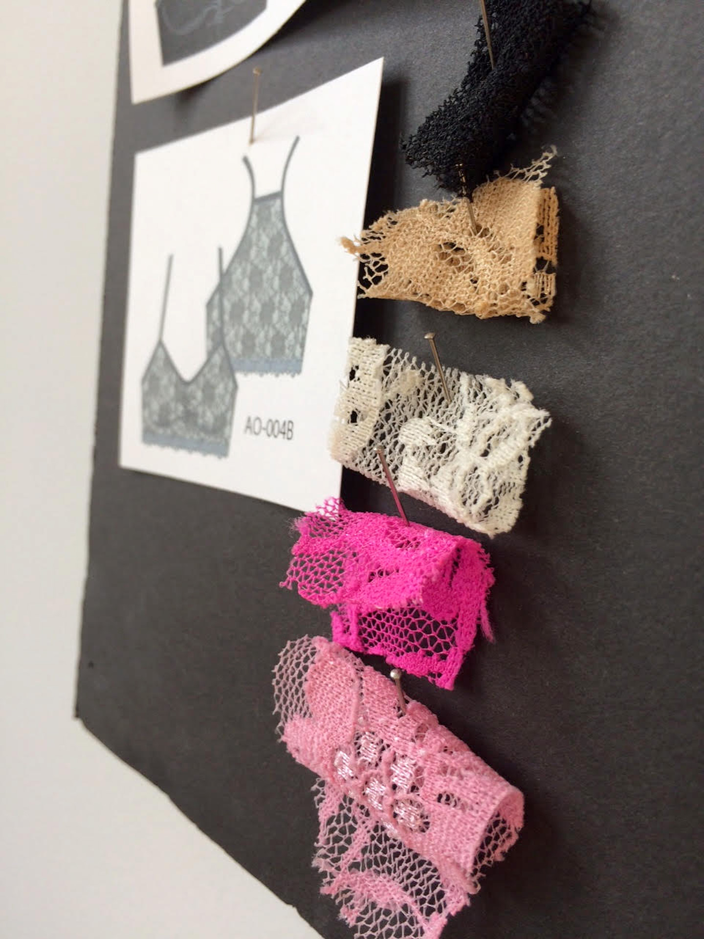Lace samples in various colors