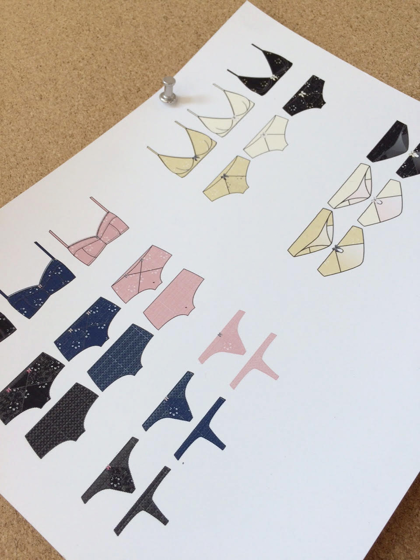 illustration of several under garment sets