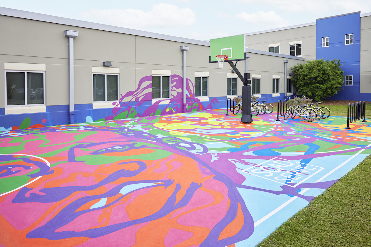School with mural
