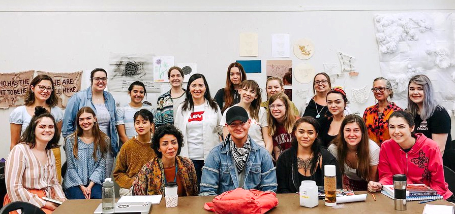 Tracey Panek, Mobolaji Dawodu, and attendees of SCADstyle 2019.