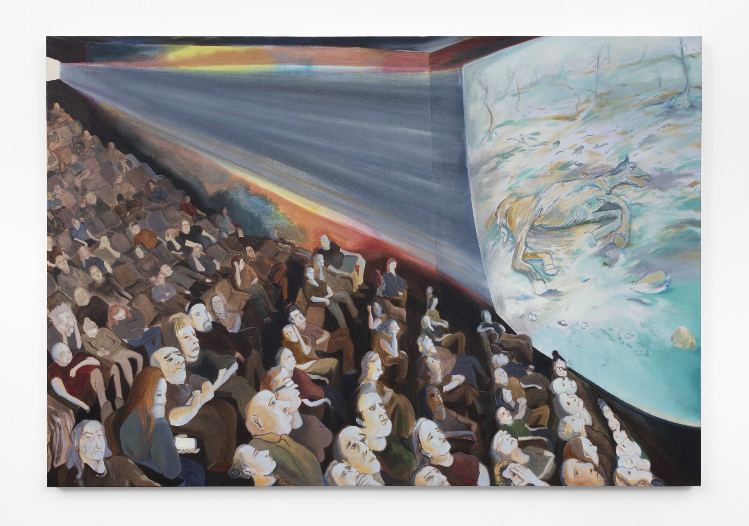 “IMAX,” 2021, oil and acrylic on canvas, 34 x 50 in. Courtesy of the artist.