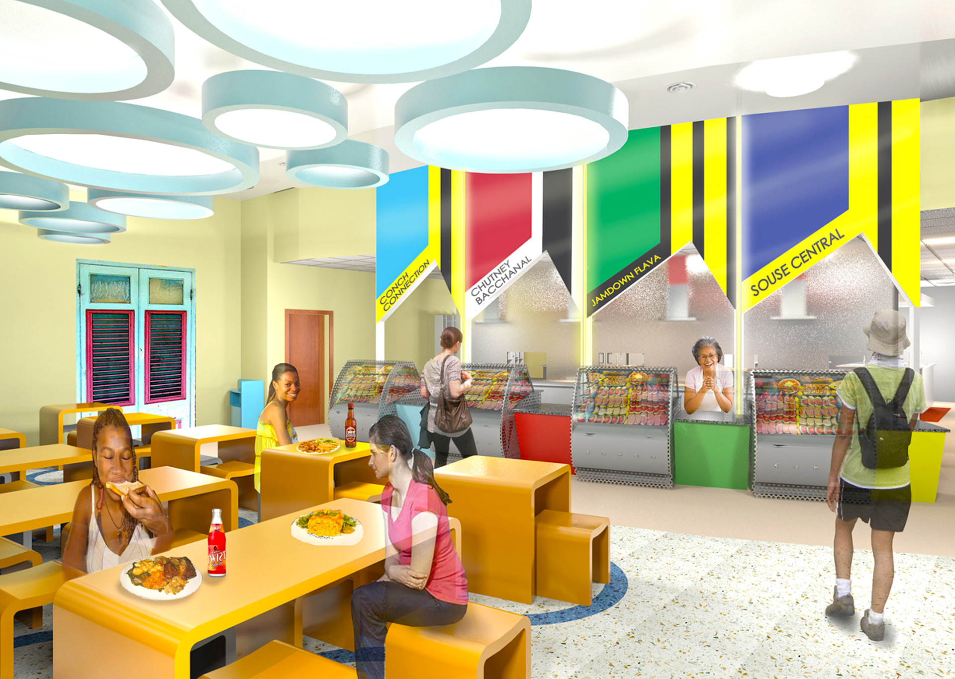Cafe rendering from interior design graduate Tara Headley 