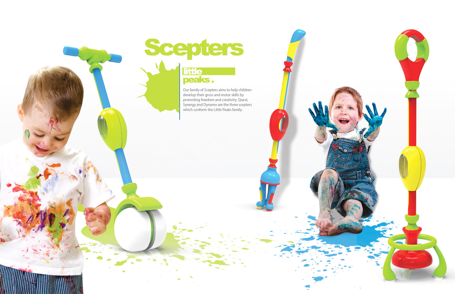 Rendering of Little Peaks toys with kids at play