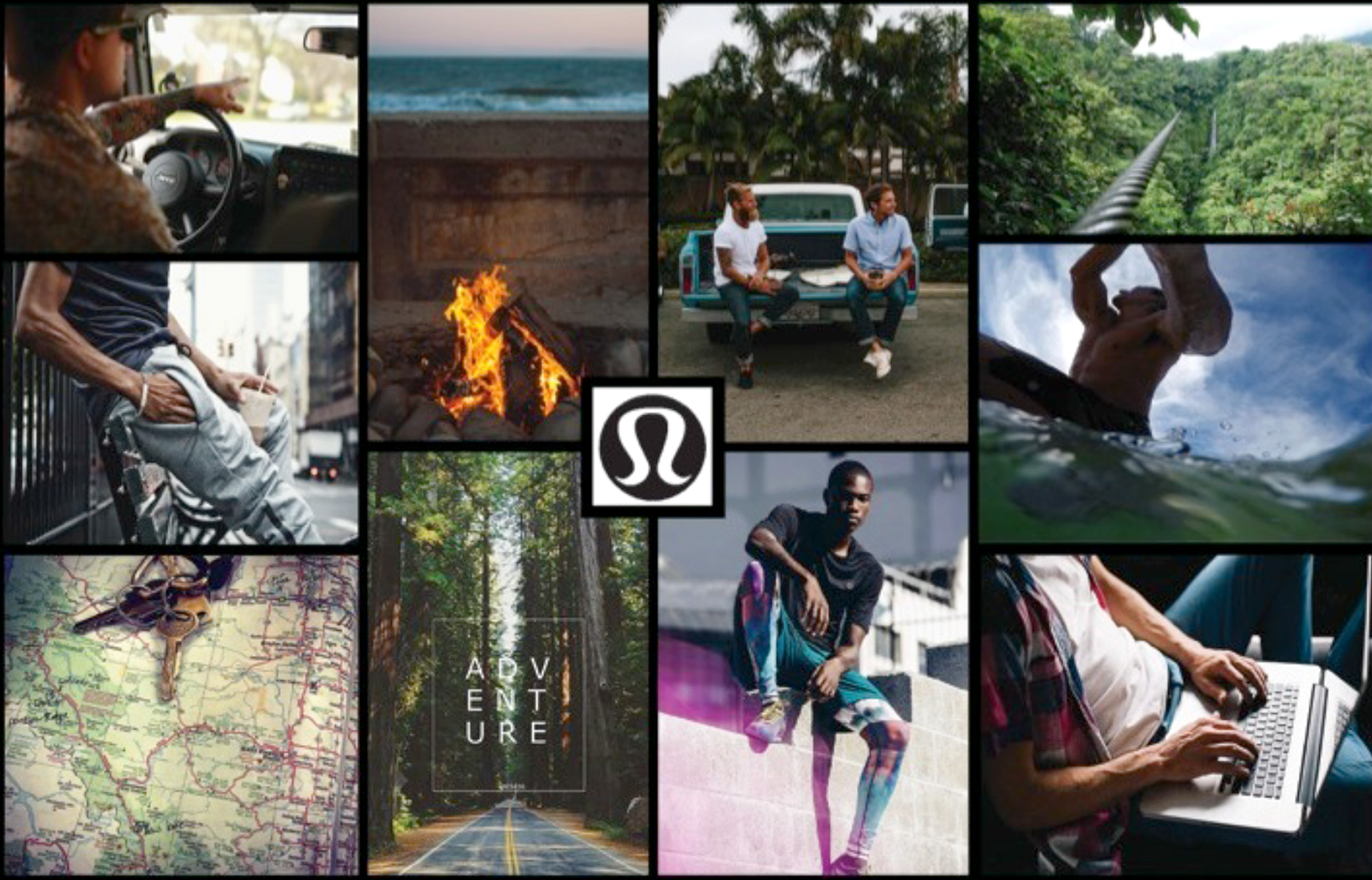 Mood board featuring active young men created by Daniela McIntire for Lululemon