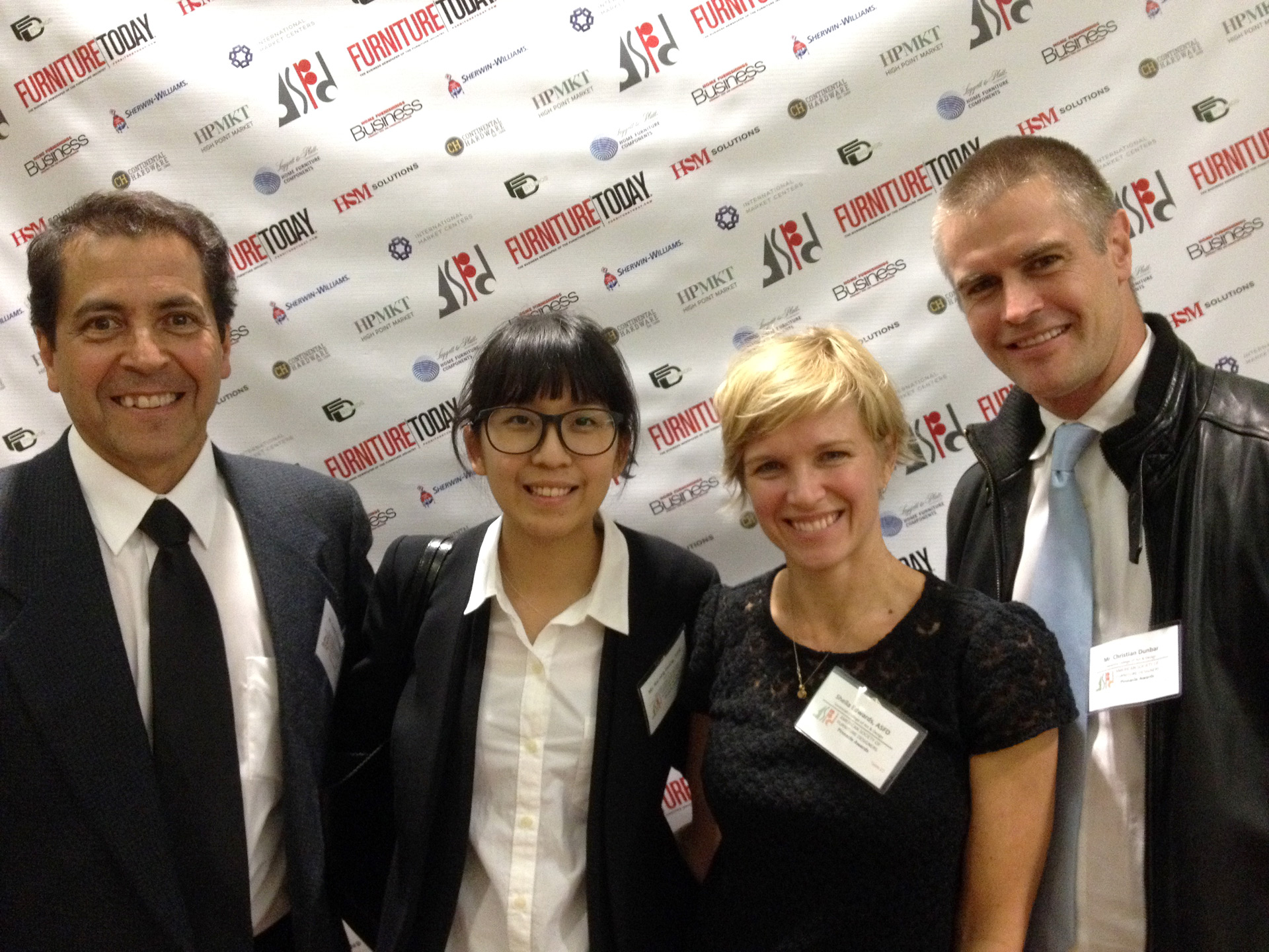 Student Pinnacle Award finalists Kai-ning Huang and Christian Dunbar at the ASFD dinner in High Point