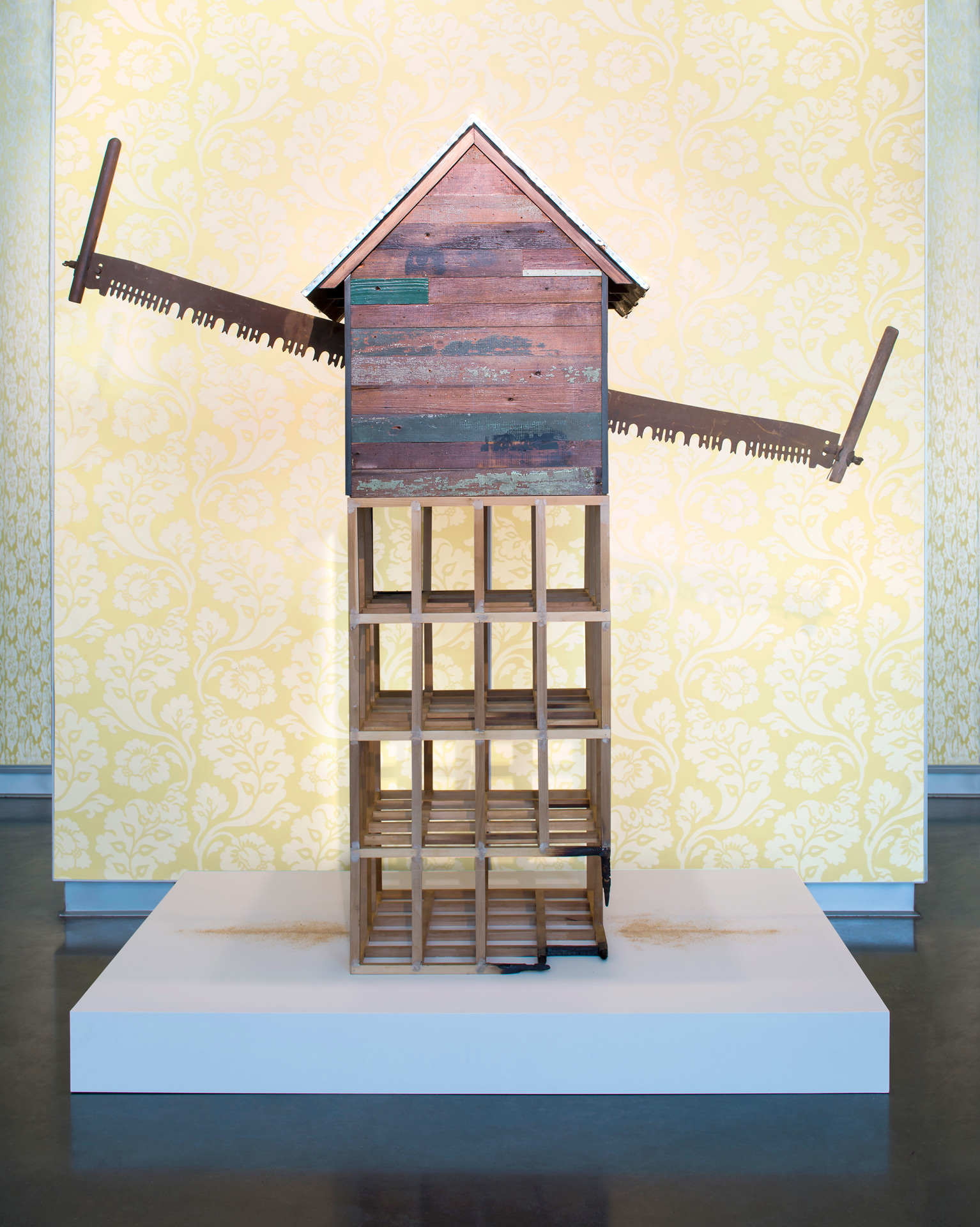 Sculpture of house at SCAD Museum of Art exhibition “Imprint: Past as Prologue.