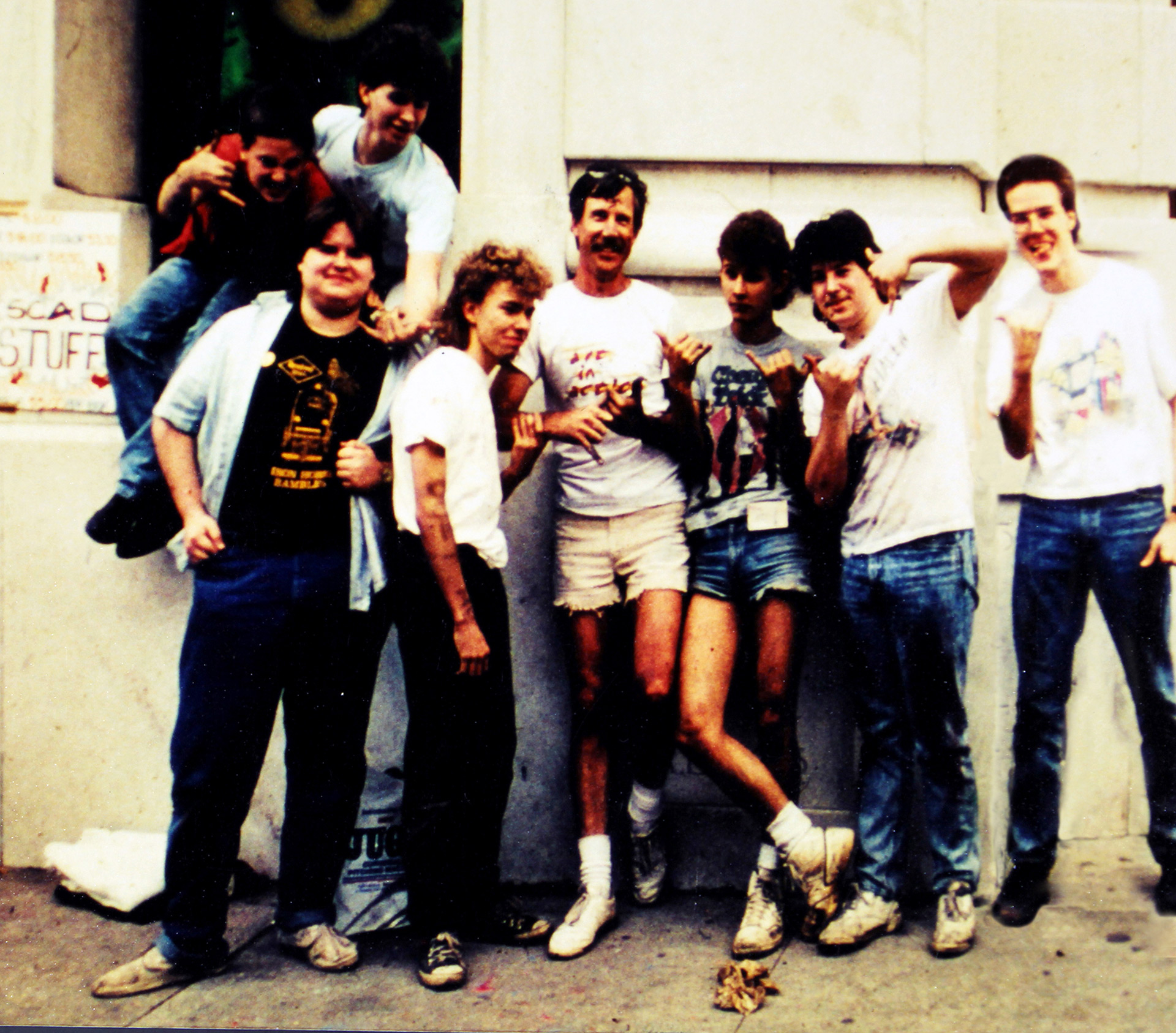 High schoolers with their art teacher at the 1987 Sidewalk Arts Festival