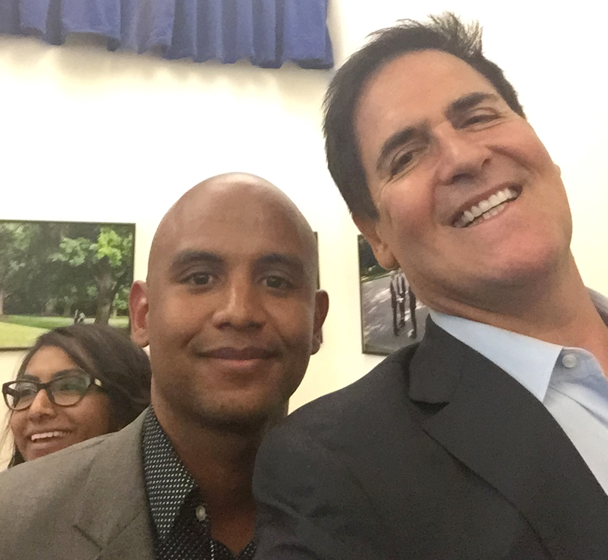 Architecture graduate Kirk-Anthony Hamilton poses with Mark Cuban
