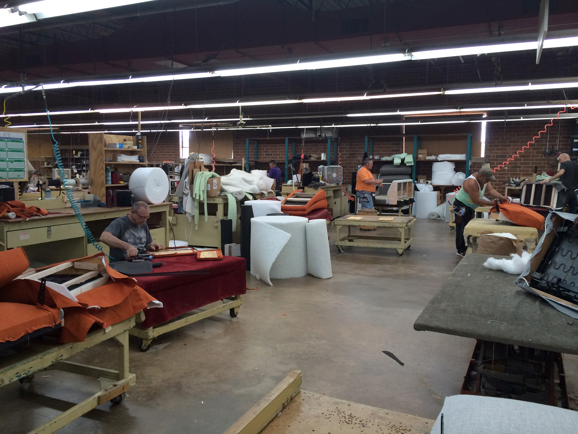 Large warehouse where furniture is being assembled