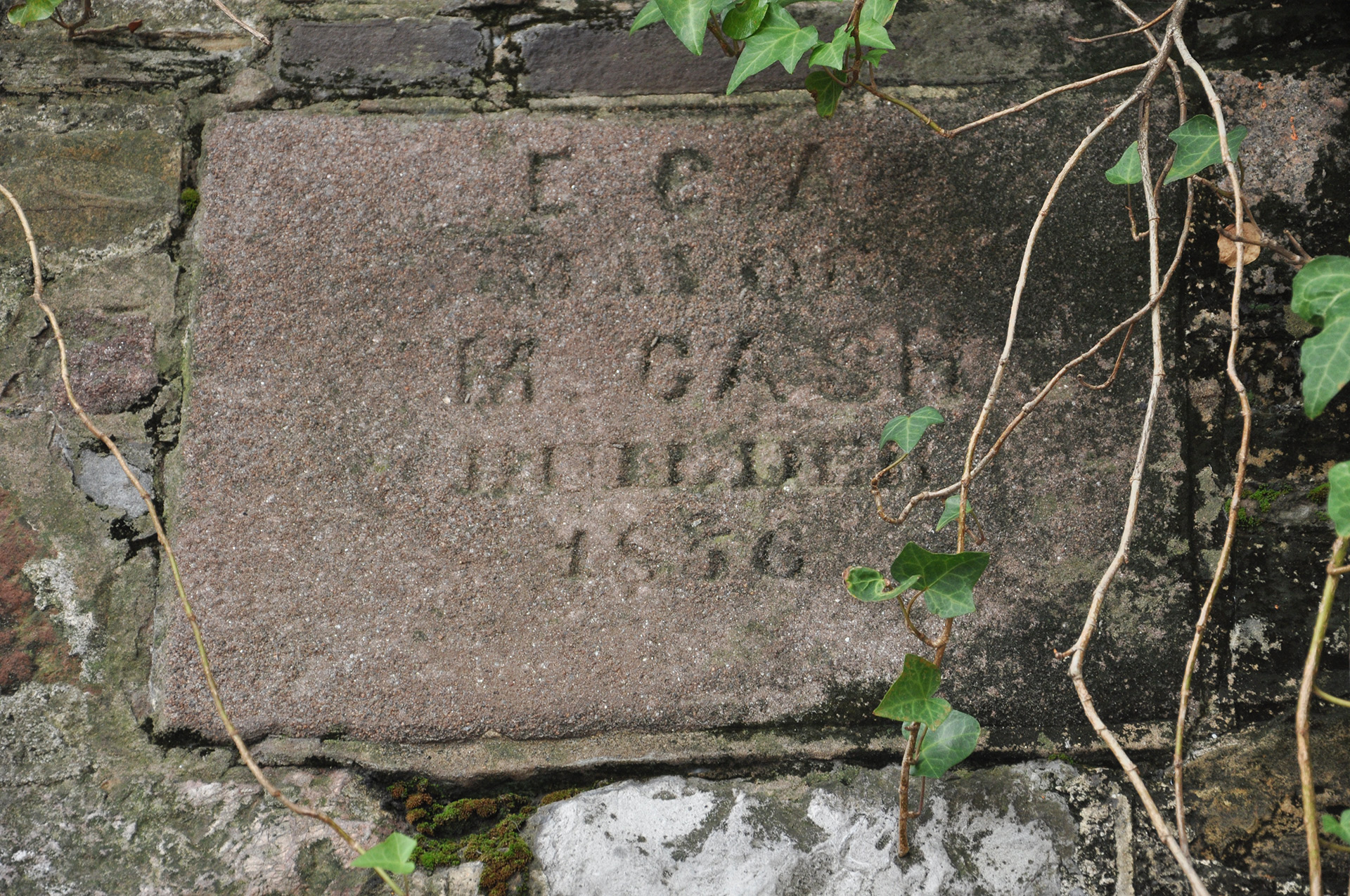 Irish stone mason Michael Cash plaque with cobblestones, Savannah, Georgia