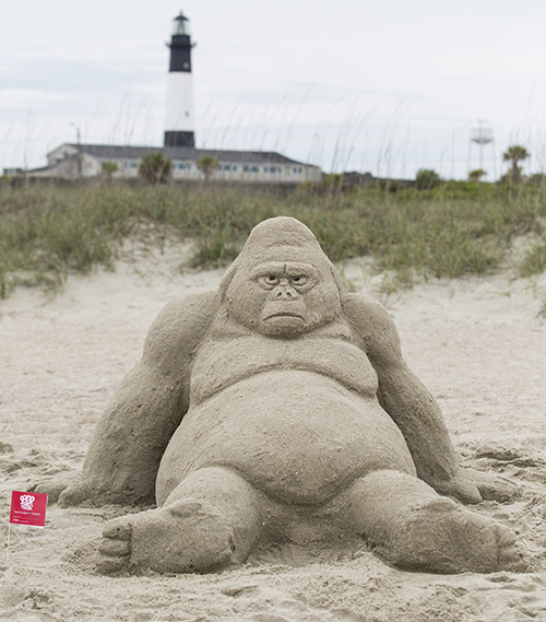 Sand sculpture of gorilla 