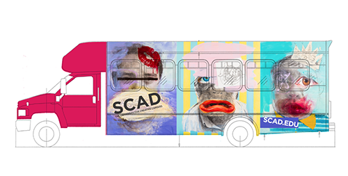 Sketches of SCAD Art Basel bus