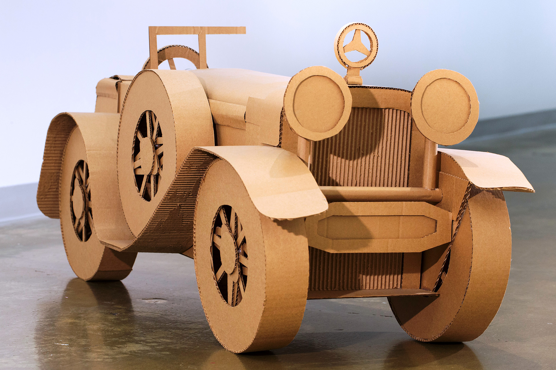 Hannah Alspaugh, sculpture, Cardboard Mercedes