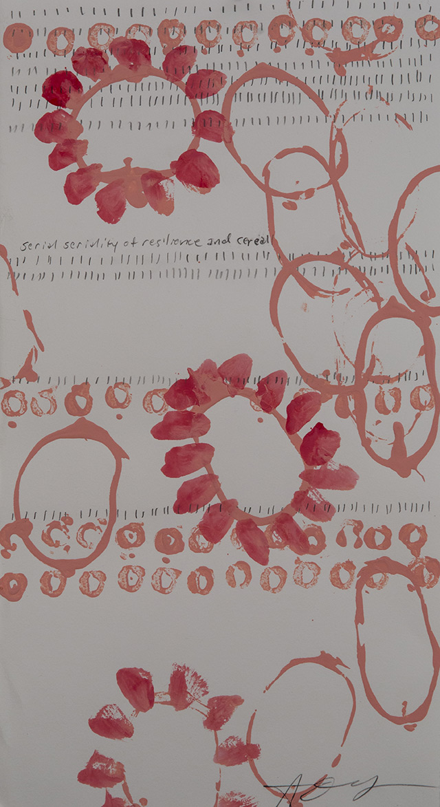 Serial Seriality of Resilience and Cereal by Amanda Duma-Hernandez, works on paper, pencil, enamel, acrylic paint, painting