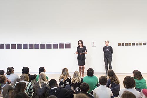 Professional addresses the students