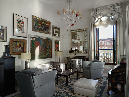 Living Room of the Guggenheim Suite after the restoration of the Gritti Palace in Venice, Italy