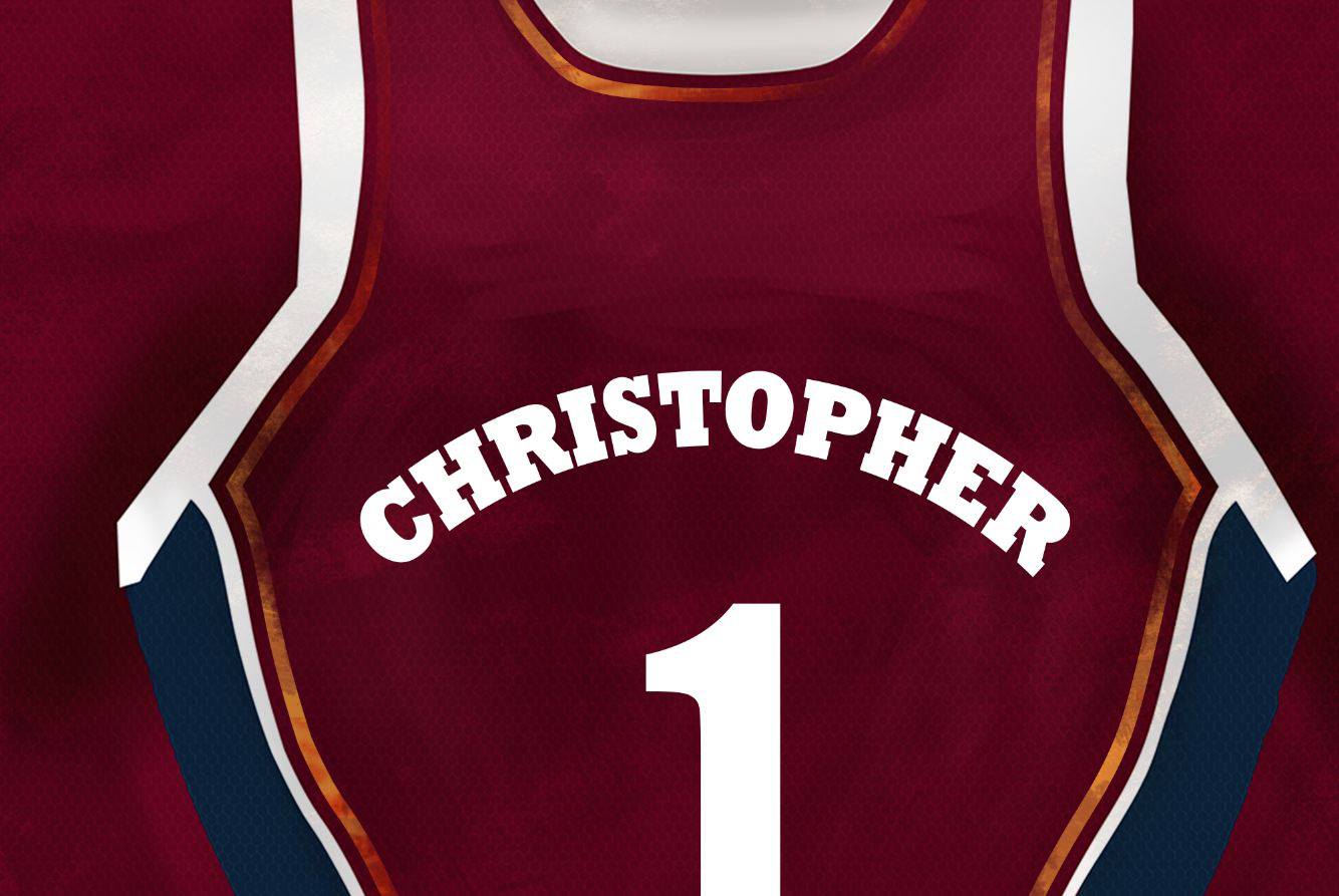 Artwork by Prasad Narse of red basketball jersey