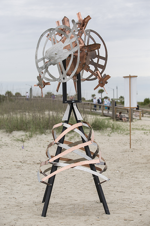 Large steel and bronze wind sculpture