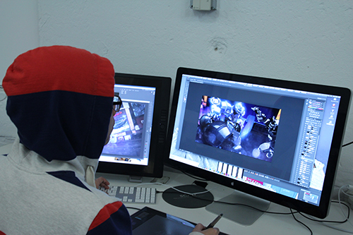 Student working at computer