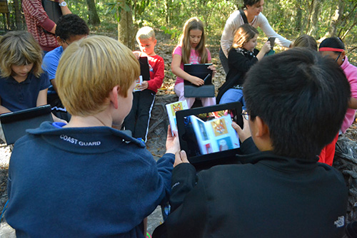 Students scan their stickers
