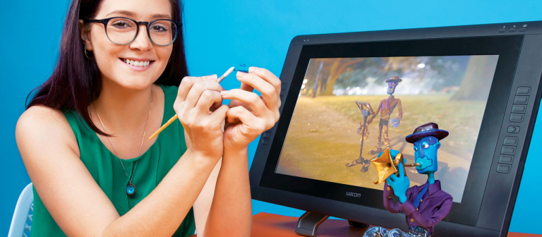 SCAD student working on animation project