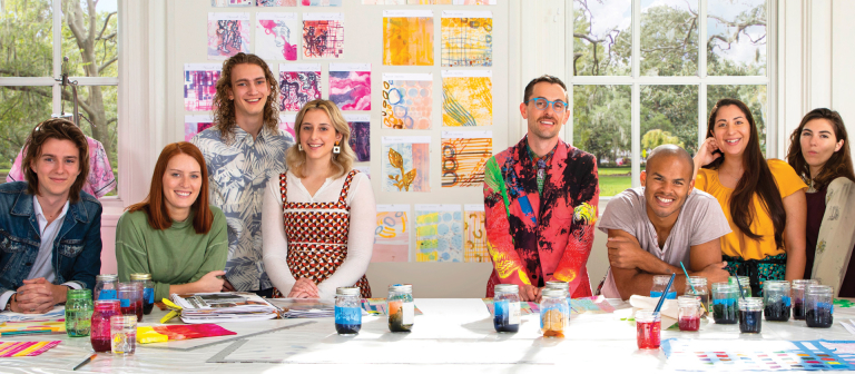 Fibers students in the studio