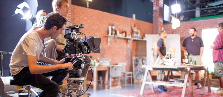 Film and television students working on set SCAD student filmmakers shooting on set