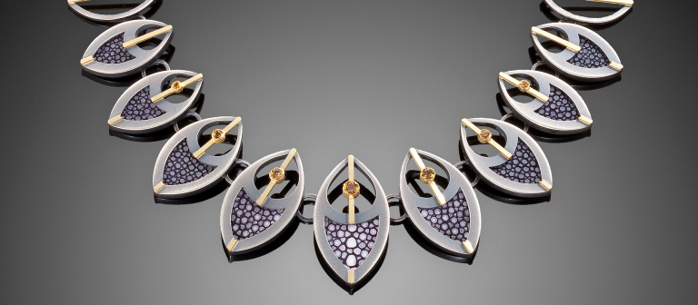 Megan Clark, Stingray Feather Necklace, 2014 jewelry exhibition, SCAD Museum