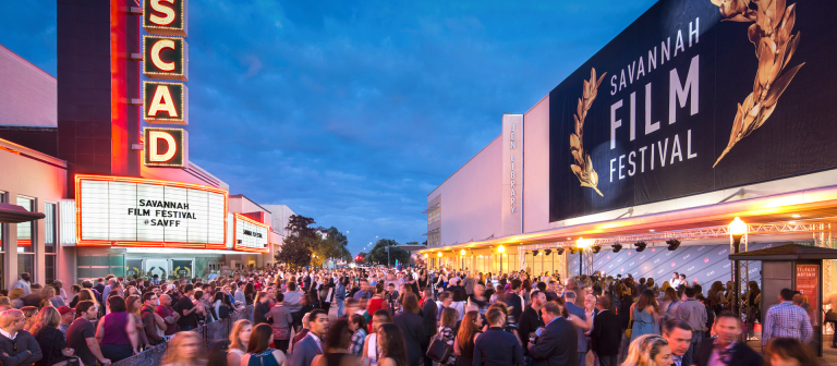 Savannah Film Festival opening night Savannah Film Festival attendees gathering outside Trustees Theater