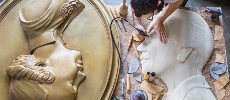 Michael Porten at work on one of the Savannah Women of Vision portraits