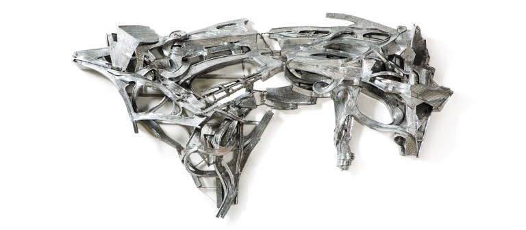 Metal sculpture by SCAD define art guest Lee Bul
