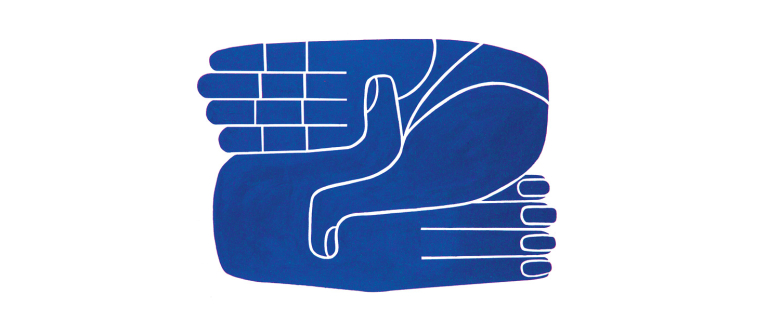 Blue hands design by Carla Fernandez and Pedro Reyes