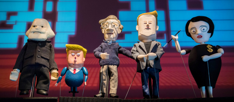 Satirical puppets created by Pedro Reyes for define art play