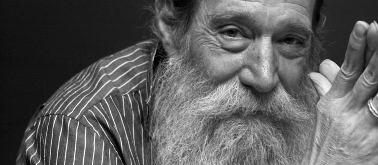 Black and white portrait of scad define art honoree Lawrence Weiner