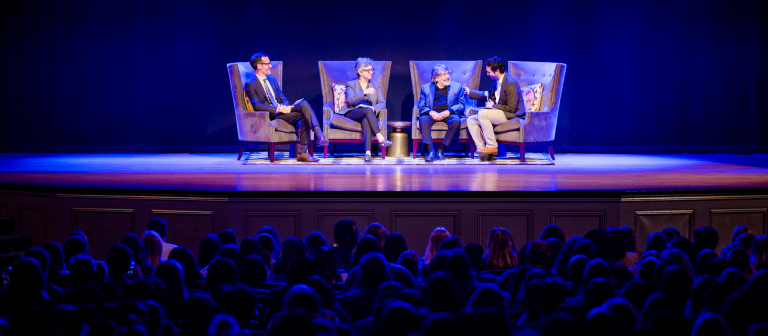 deFINE ART panel onstage at Trustees Theater