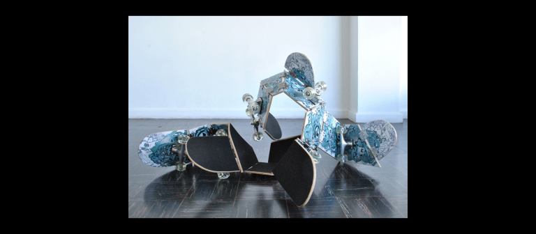 Dario Escobar, “Untitled,” wood, plastic, paint and stainless steel, 75" x 45" x 3.75", 2011.